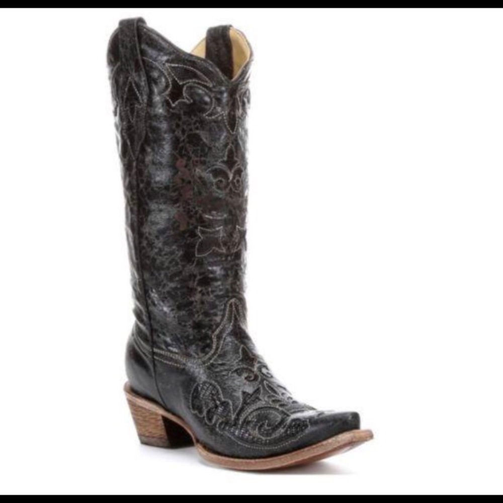 Ladies 7.5 black Corral Cowgirl Boots